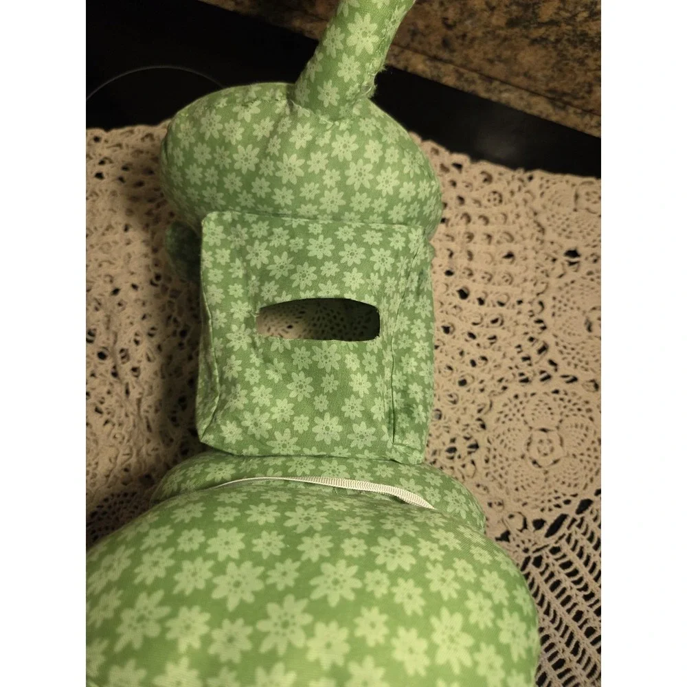 Handmade Tissue Box Cover Green Stuffed Cat